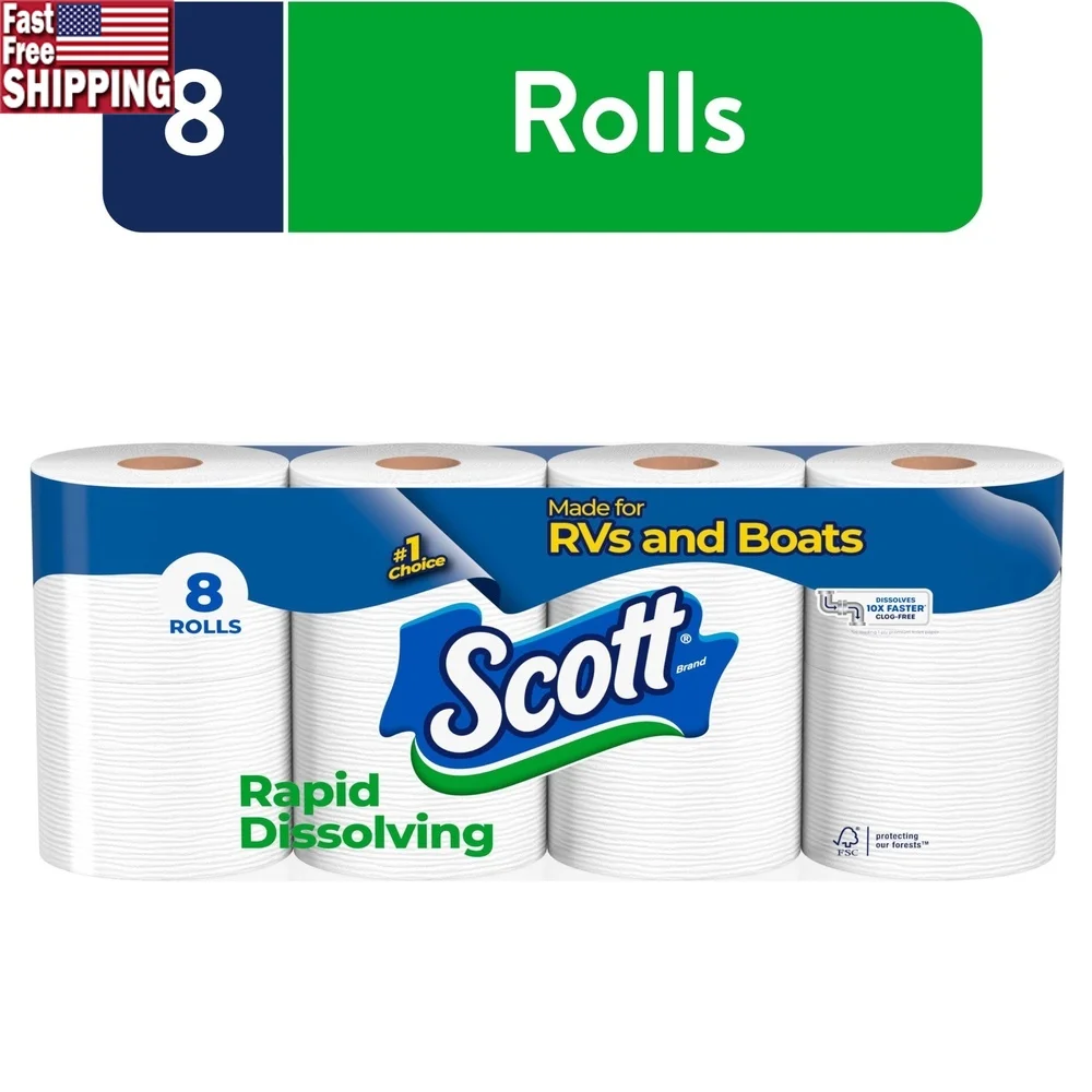 

Rapid Dissolving Toilet Paper Septic Safe RVs Boats Campers 48 Double Rolls 1 Ply Fragrance Free Quick Dissolve 231 Sheets