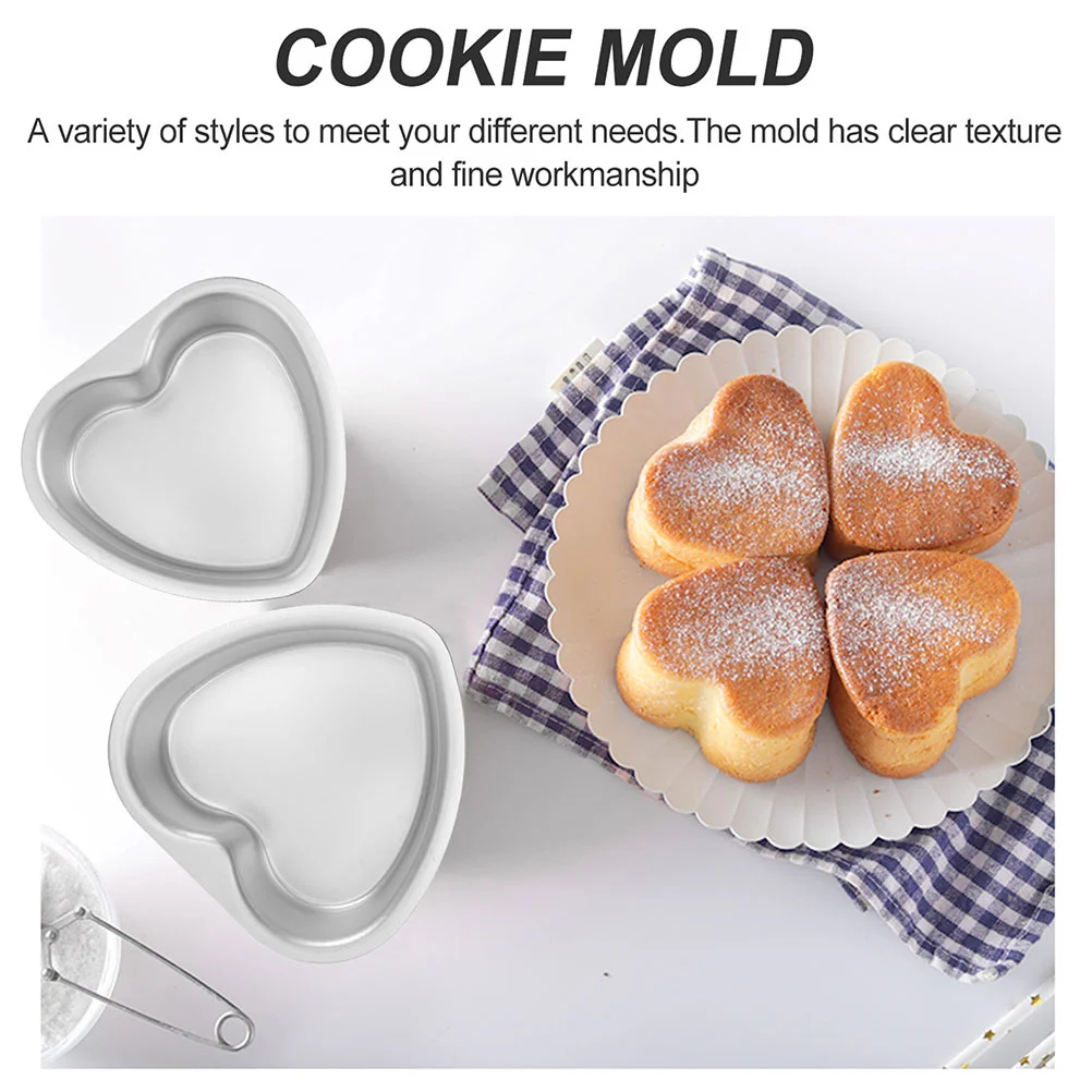 2 uds utensilios para hornear molde de pastel de corazón molde de placa para hornear Mini moldes para tarta de queso plateado plato para asar