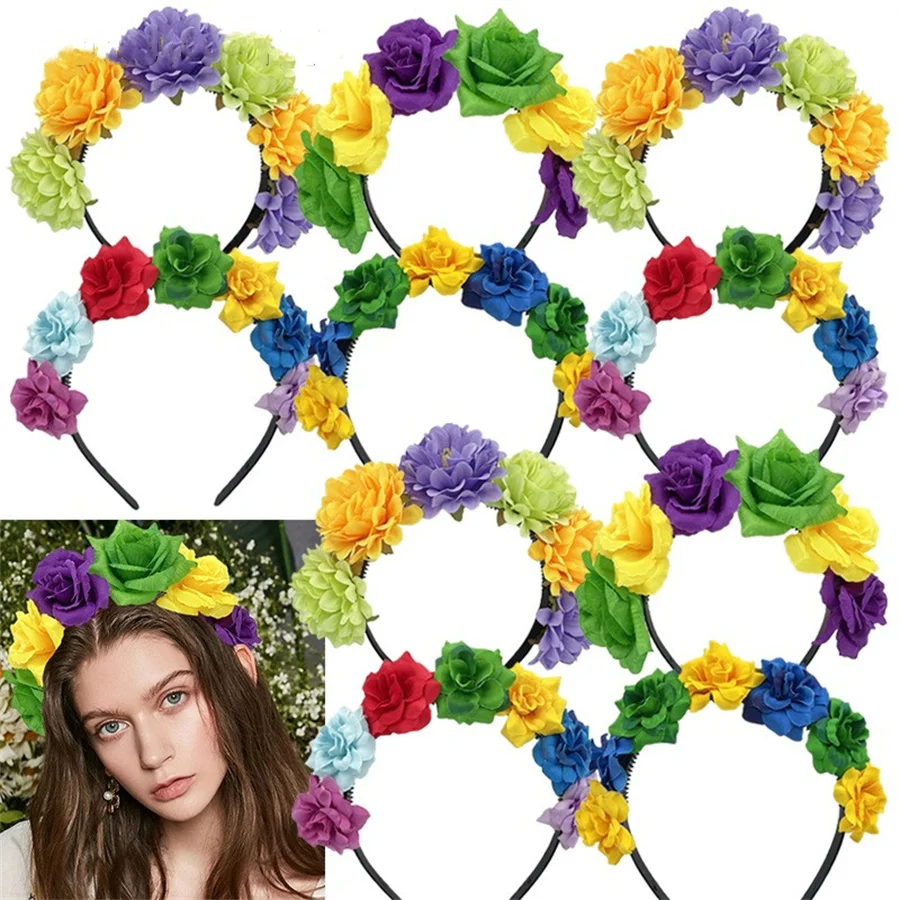 

New roses simulated flower headband three-dimensional color fabric headband ladies punk party holiday hair accessories gift