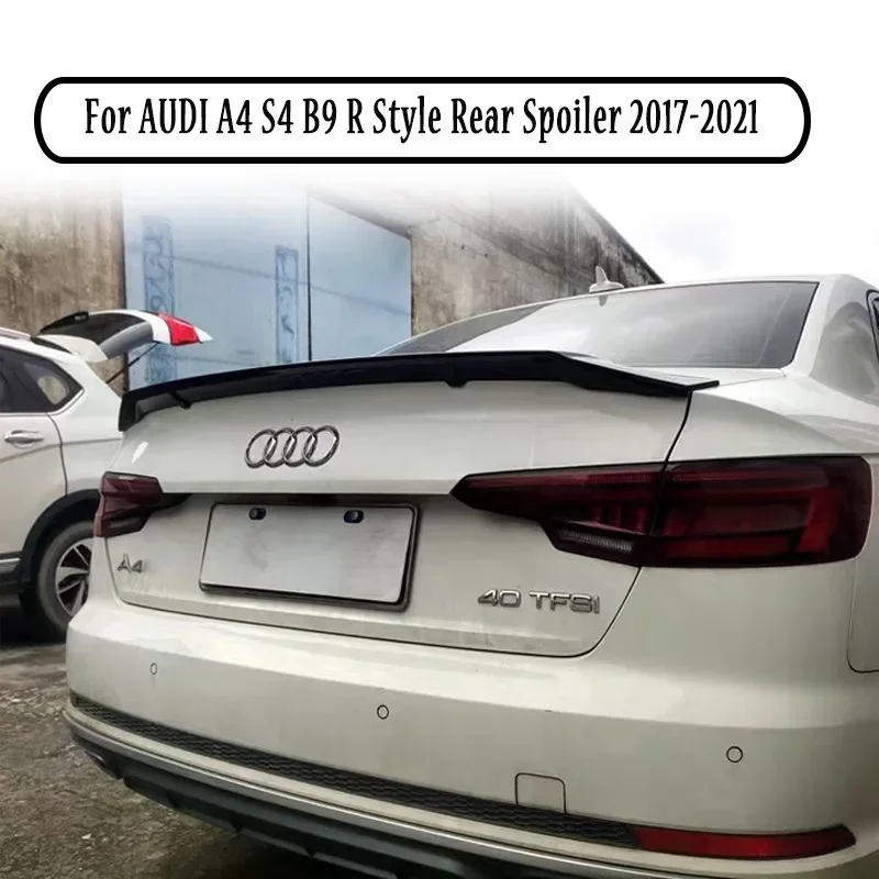 For Audi A4 S4 B9 2017-2021 R Style Car Rear Boot Lip Spoiler Exterior Rear Spoiler Tail Trunk Boot Wing Decoration Car Styling