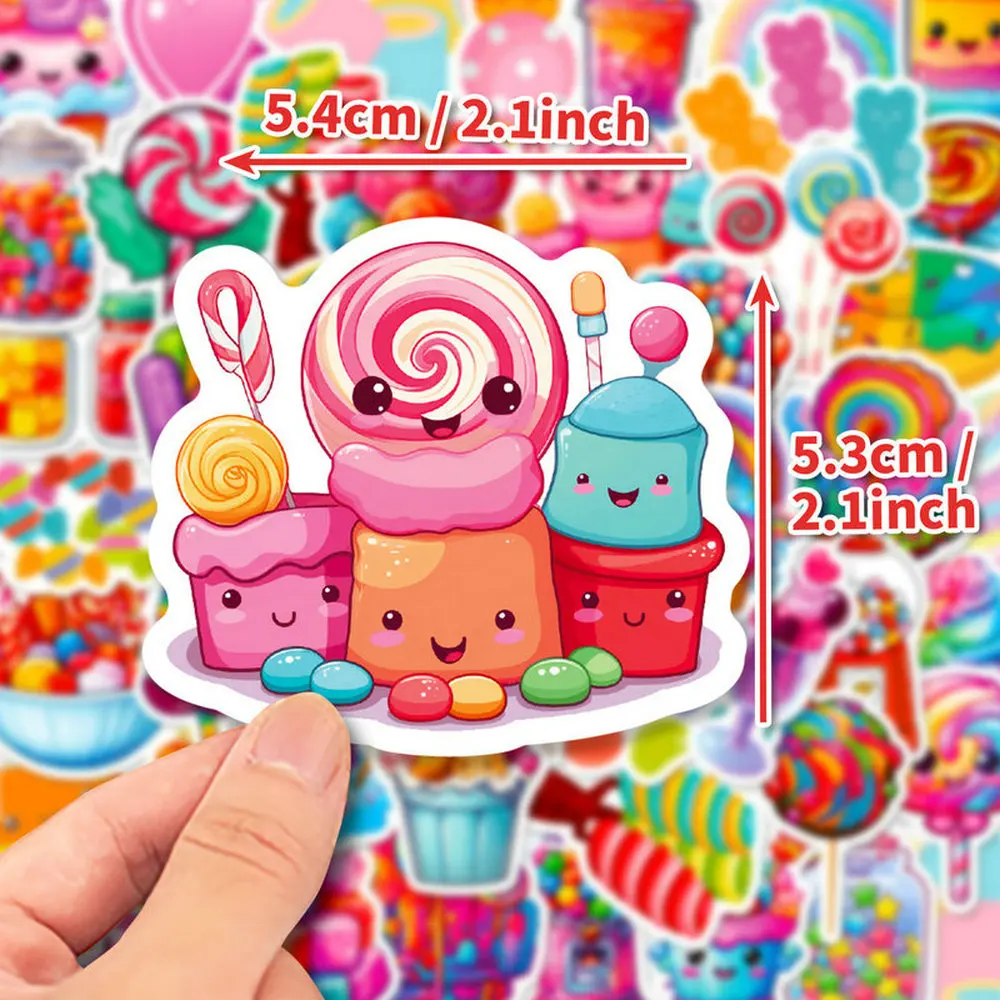 New 10pcs-50pcs-100pcs Rainbow Candy DIY Creative Cute cartoon sticker Self-adhesive label Kids Toy Stationery Luggage MK1624