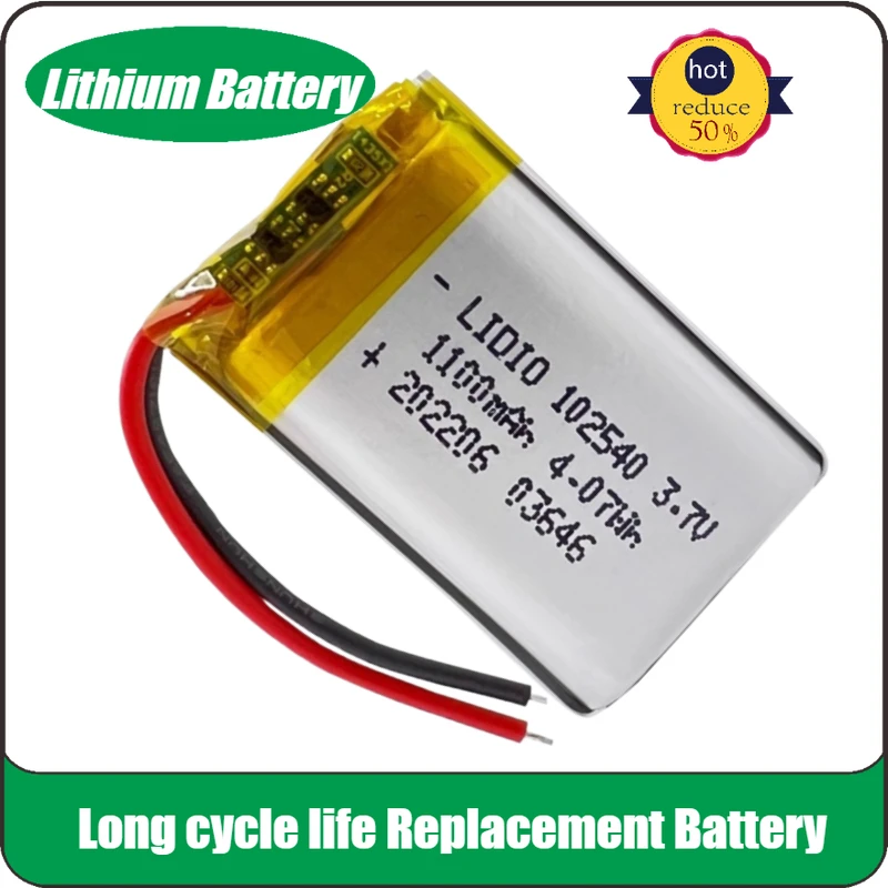 

102540 3.7V 1100mAh battery for Gps Locator Mp3 Mp4 Medical Beauty Equipment Rechargeable Cell High Quality