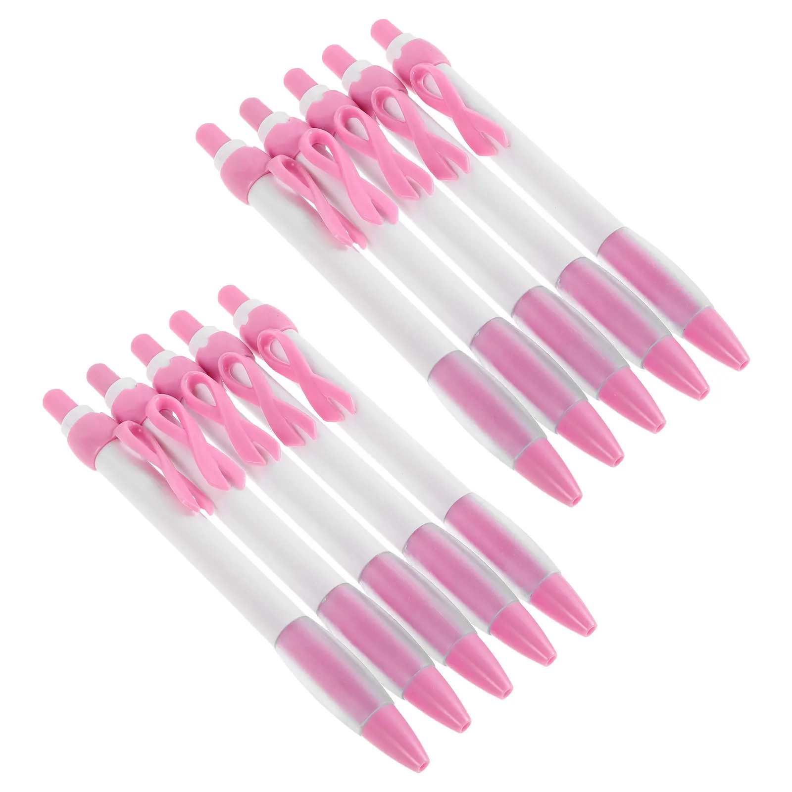 

12pcs Breast Cancer Awareness Pens Pink Ribbon Shape Ballpoint Gel Ink Soft Grip Retractable Stationery For Events Fundraiser