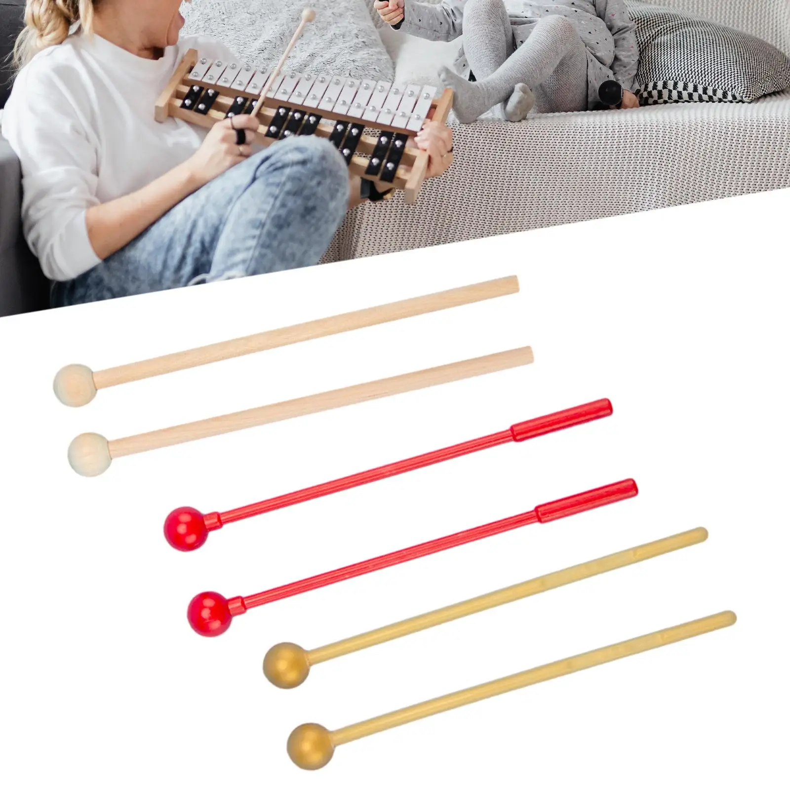 2Pcs Percussion Mallets Durable Drumsticks for Woodblock Bells Glockenspiel