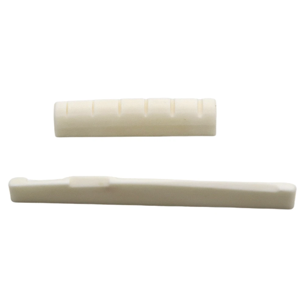 

Guitar Nut Bridge Saddle Nut 6 String Right Made of Real Bone for Acoustic Guitar 43×6×9mm，72×3×9mm