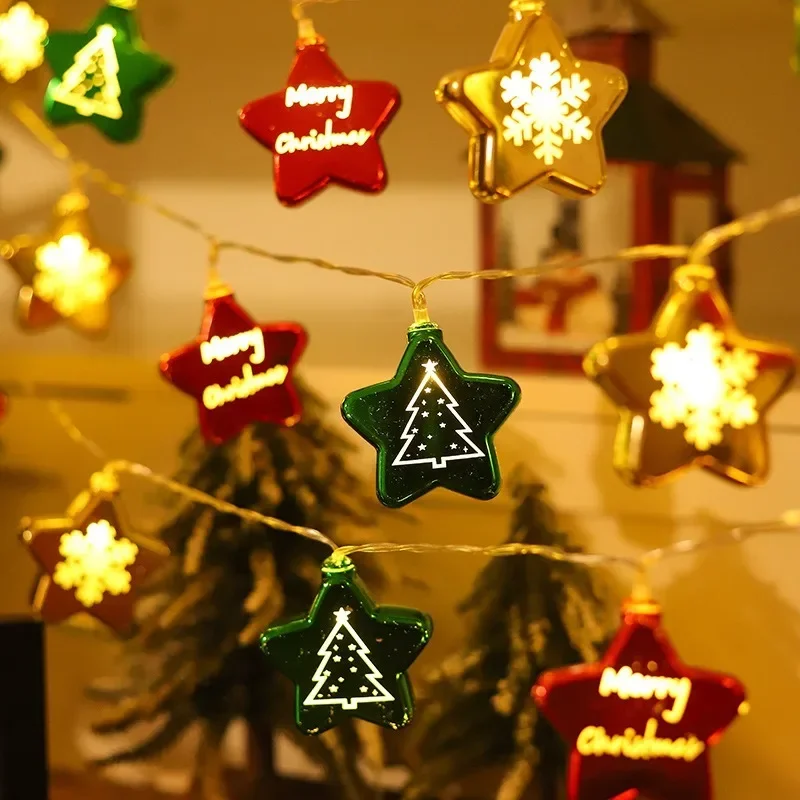 

Christmas Tree Star Pendant Atmosphere Light String LED Pentagram Ball Lighting Strings Christmas Decoration Colorful Lights