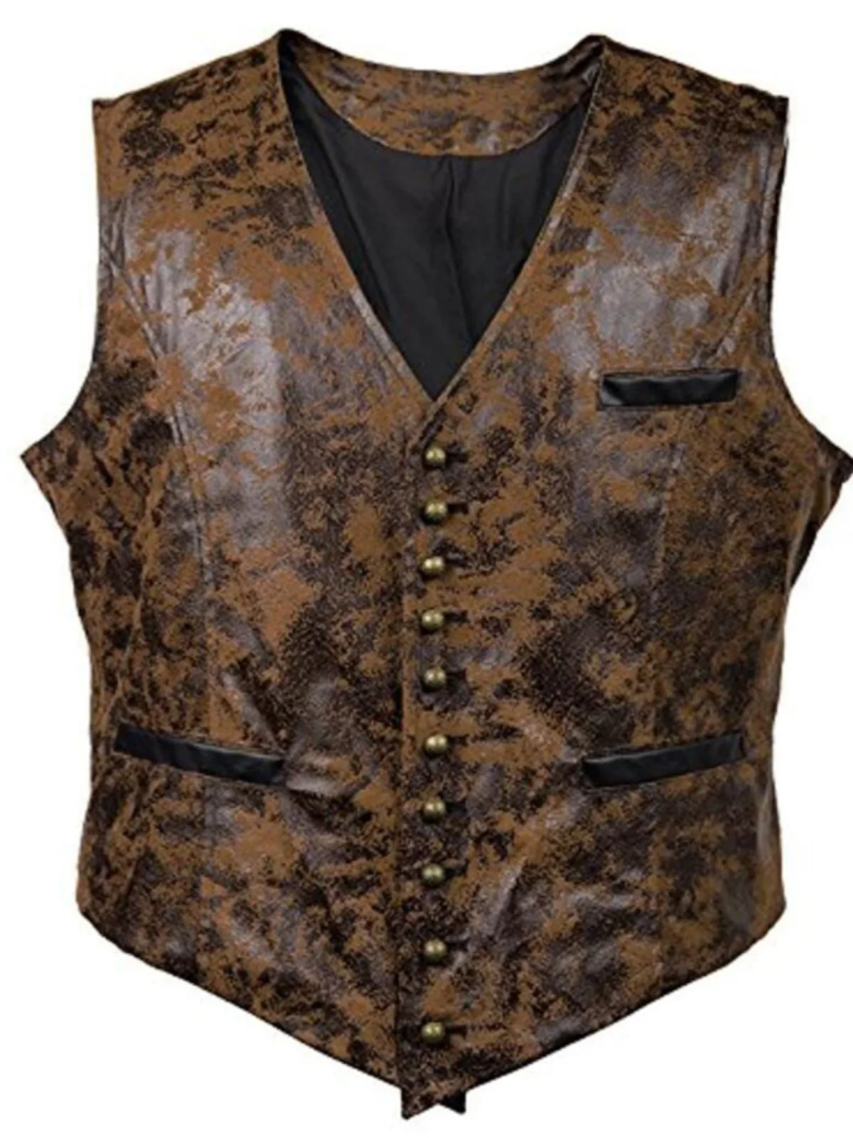 

Мужской повседневный жилет в стиле ретро-вестерн, замшевый стеганый жакет с одной пуговицей, V-образный вырез, охотничье пальто, приталенный крой, модная городская одежда