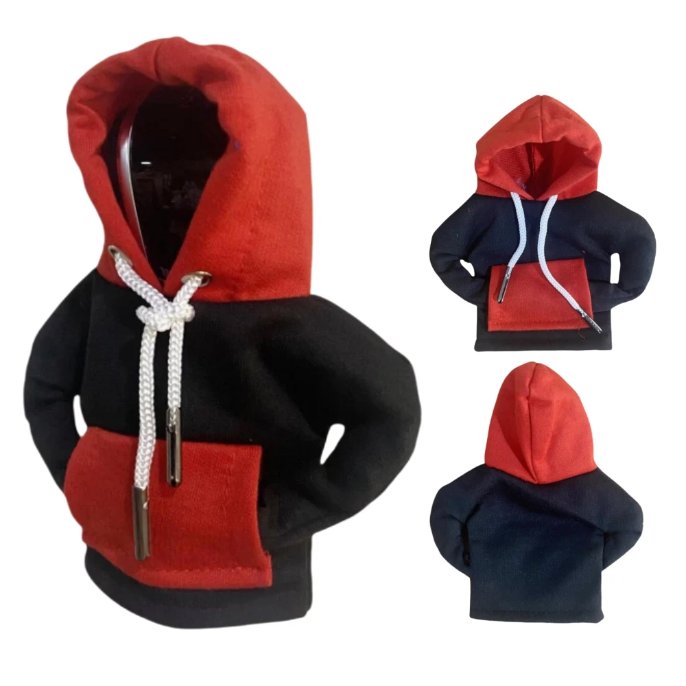 Red Mini Hoodies Car Shift Knob Cover Change Speed Lever Hooded Sweatshirt Gear Shift Gearbox Handle Cover Case Hoodie For Car
