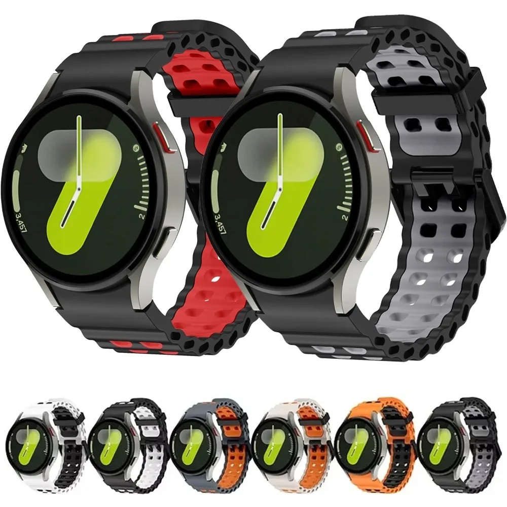 Sport-Silikonarmband für Samsung Galaxy Watch 7 FE 6 5 4 40 mm 44 mm 4/6 Classic 42 mm 46 mm 43 mm 47 mm 5 Pro 45 mm bequemes Band