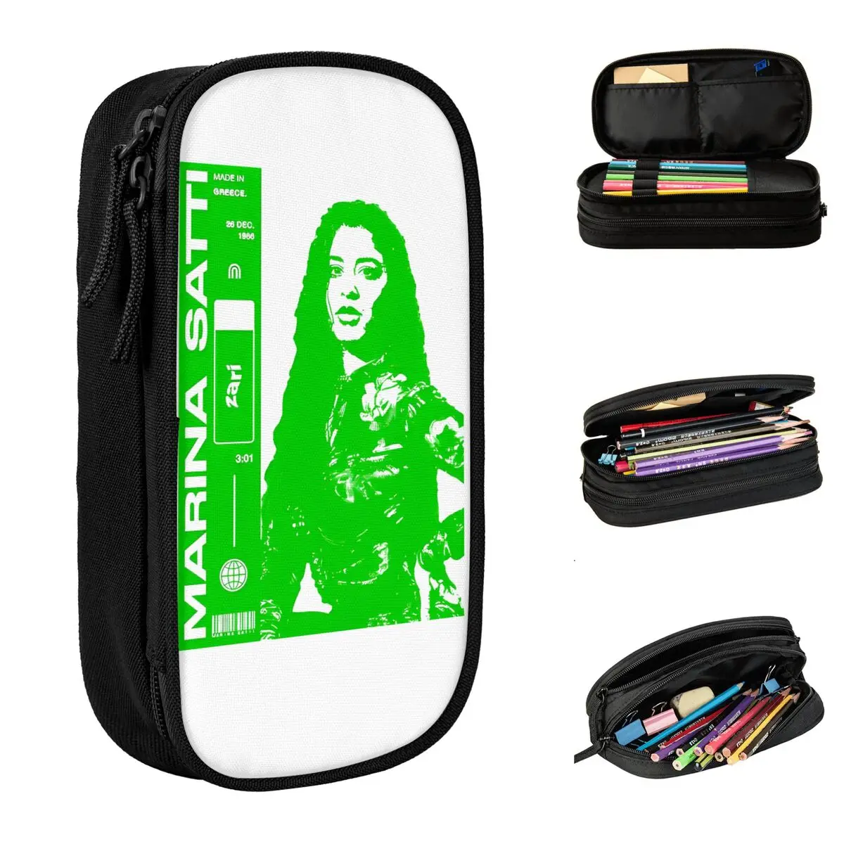 Marina Satti Zari Greece Eurovisions 2024 Malmo Sweden Pencil Case Fashion Pen Box Bags Kids Large Storage Students Pencil Box