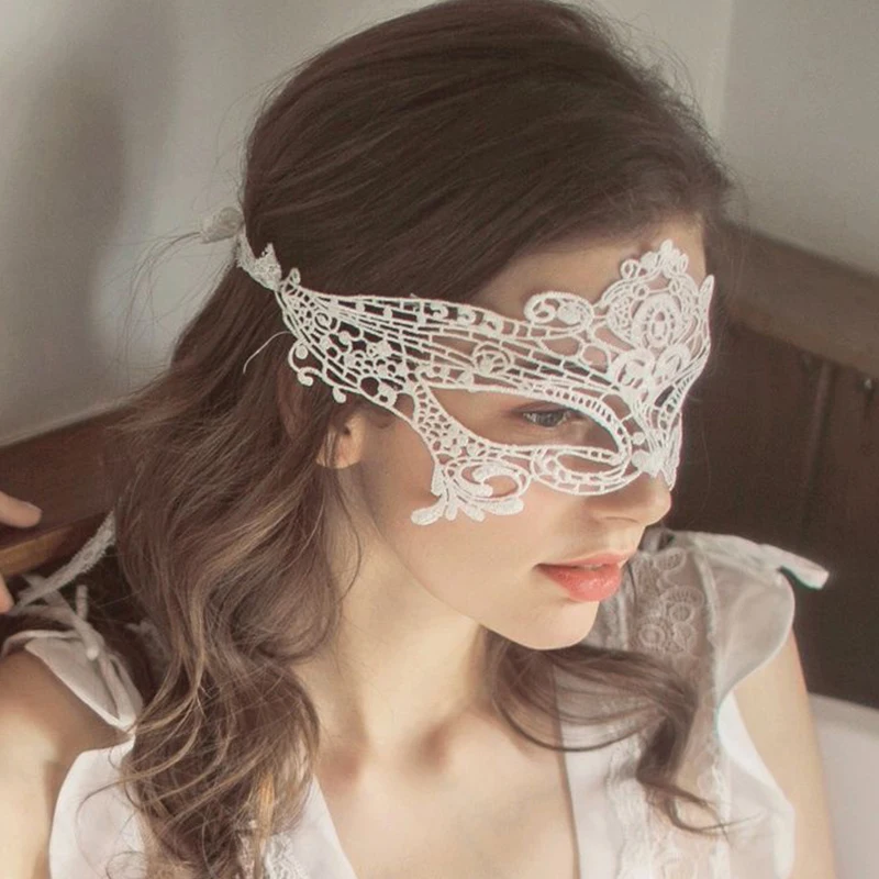 Sexy Lace Women Masquerade Mask Party Lure Hollow Out Blindfold Eye Mask Black White Nightclub Bar Dating Festival Accessories