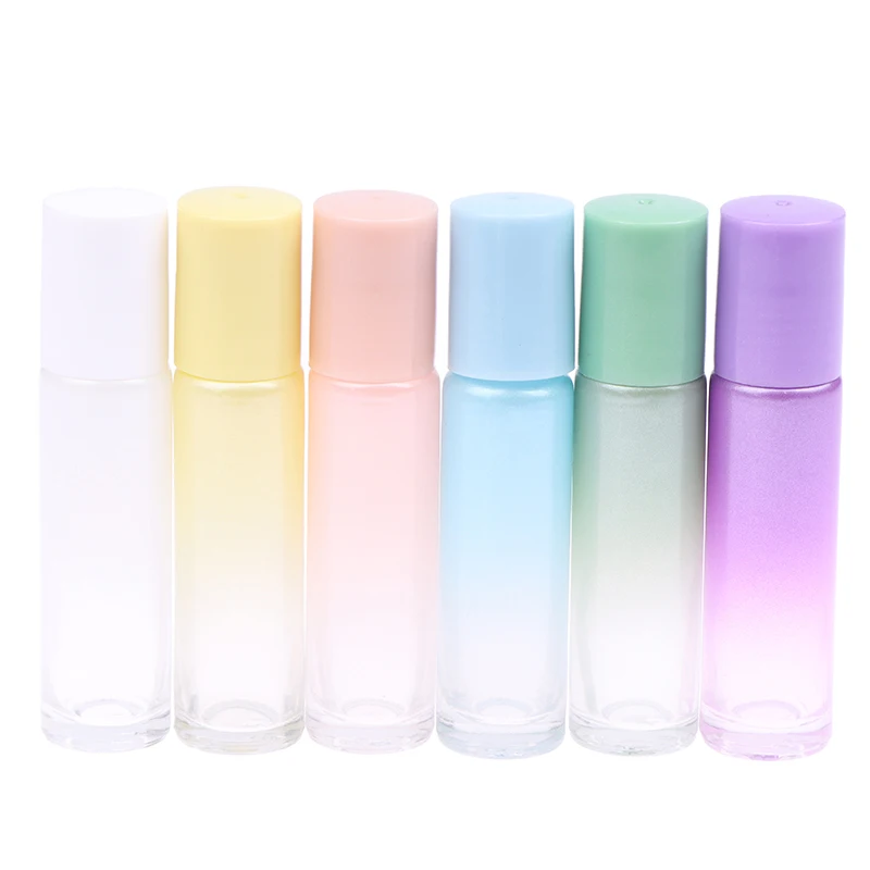 Glass Roll On Bottles 10ml Gradient Color Empty Bottle Roller Ball Bottle For Essential Oil Travel