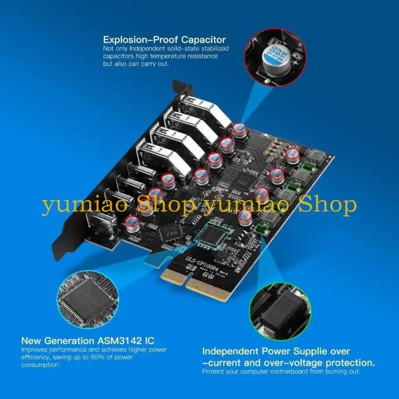 

587B 8 портов 20 Гбит/с USB3.1 Type-C x 4 и USB3.1 TypeA Плата адаптера расширения PCIE