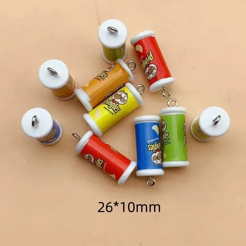 10Pcs Mini 3D Potato Chip Box Simulation Charms Fake Snack Pendants DIY Craft Supplies for Necklace Earring Keychain Jewelry