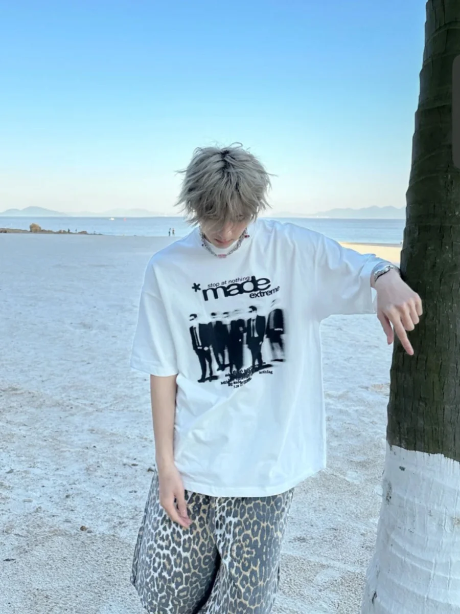 กางเกงขายาวทรงตรงสไตล์อเมริกันเรโทรลายพรางลำลอง ดีไซน์สุดเท่ห์ ขาบานกว้างเจ็ดฟุต