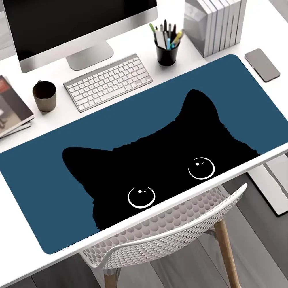 

Коврик для мыши с рисунком черного кота, большая подушка для игрового стола, нескользящие коврики для мыши со швами, коврик для мыши для ноутбука, коврик для мыши XXL, коврик для планшета, игровой коврик для ПК