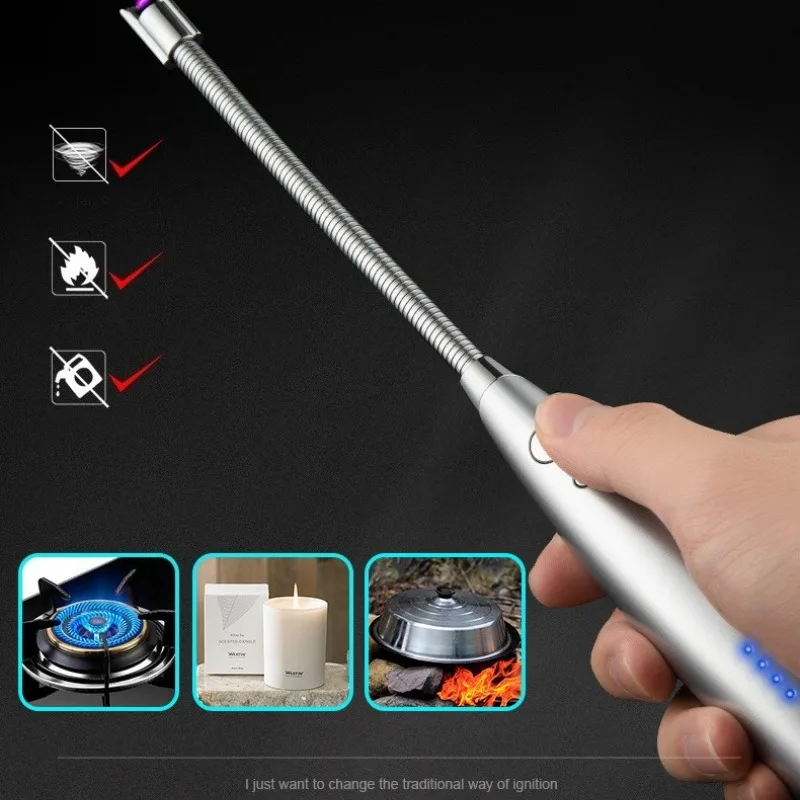 بطارية جديدة ذات سعة كبيرة قابلة للاستبدال مقاومة للرياح وخالية من الحرائق USB شمعة نبض القوس الإلكترونية في الهواء الطلق الشواء في الهواء الطلق