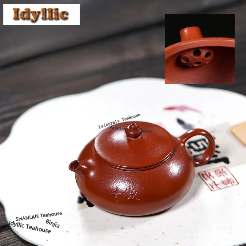 

110 мл креативные чайники из фиолетовой глины Исин, горшок ручной работы Хан Цзян, горшок из сырой руды Чжу, грязевой чайник с ситечком Zisha, чайный сервиз, подарок