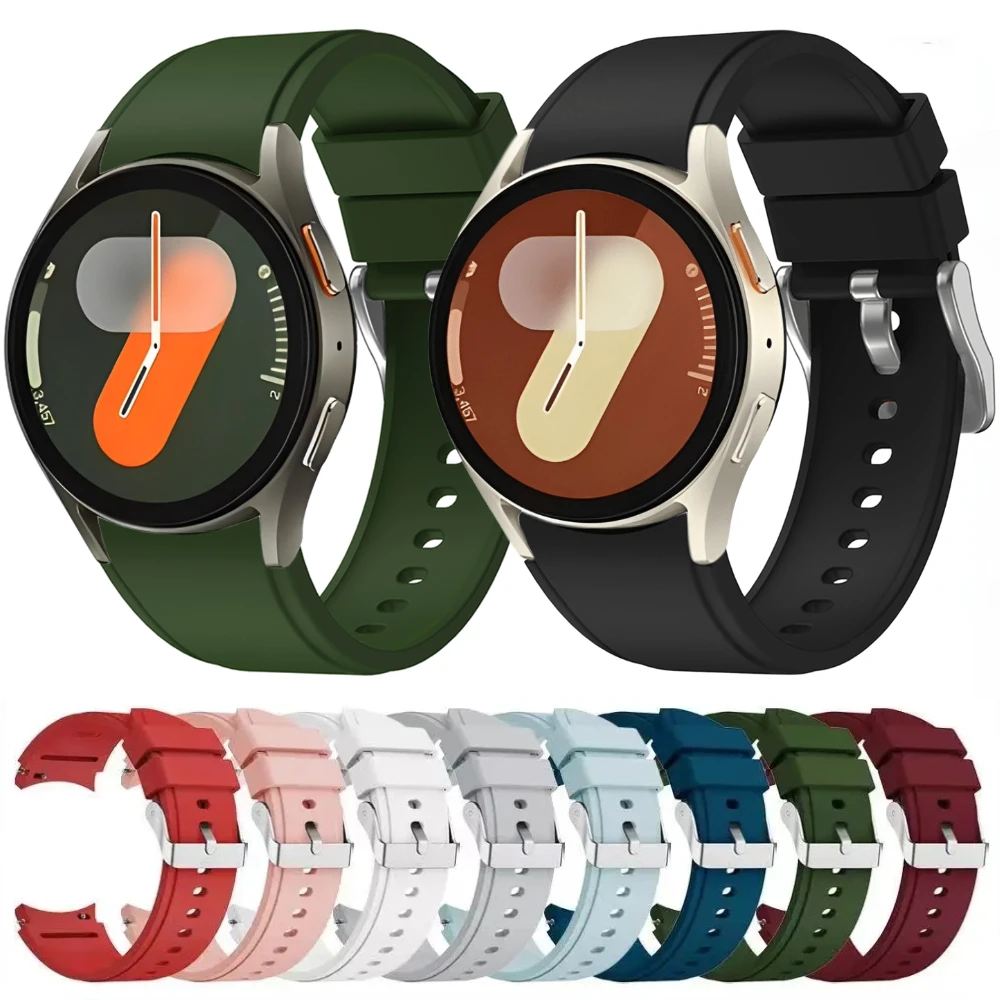 Silicone Strap for Samsung Watch Galaxy 7 6 5 4 44mm 40mm 5 Pro 45mm No Gaps Bracelet Wristband for Watch 6 4 Classic 47mm 46mm