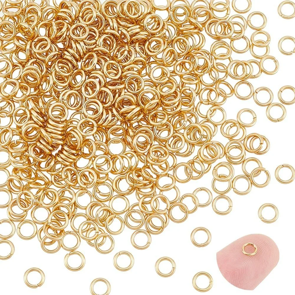 About 500pcs 4mm Gold Jump Rings Open Jump Rings 304 Stainless Steel Split Real 18K Gold Plated Connector Making Kit