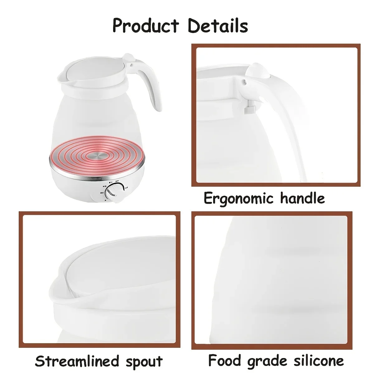 Foldable And Portable Teapot Water Heater 0.6L 600W 110/220V Electric Kettle For Travel And Home Tea Pot Water Kettle Silica Gel