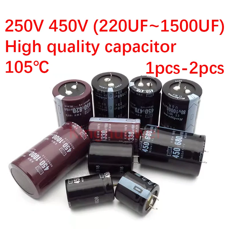 1-2pcs 250v 450v capacitor eletrolítico de alumínio 220uf 330uf 390uf 470uf 560uf 680uf 820uf 1000uf 1200uf 1500uf 250v 450v