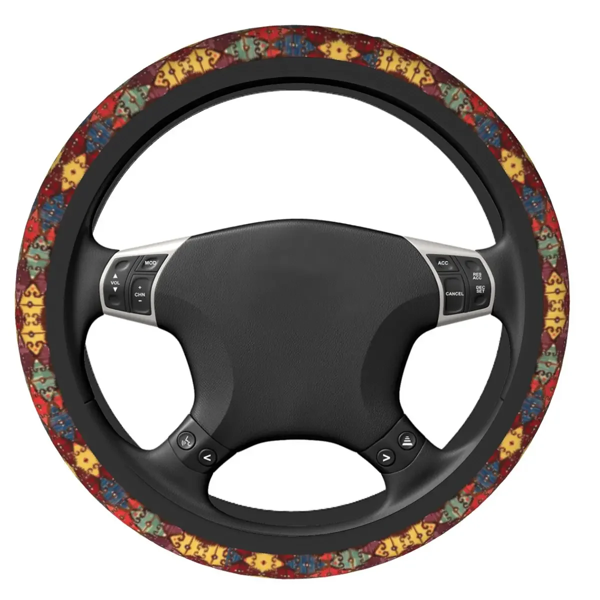 Aksaray Antique Turkish Kilim Steering Wheel Cover Boho Bohemian Tribal Steering Wheel Protector Universal Fit Car Accessories