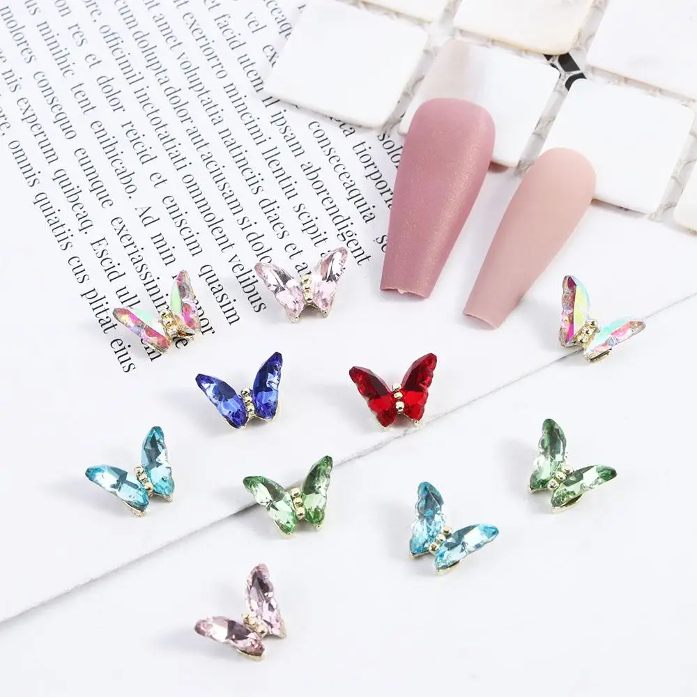 Stil Zirkon Schmetterling Nagel bohrer Schmetterling Nagel Strass Kristall Nagel Charms Nail Art Dekoration 3D Nail Art Schmuck