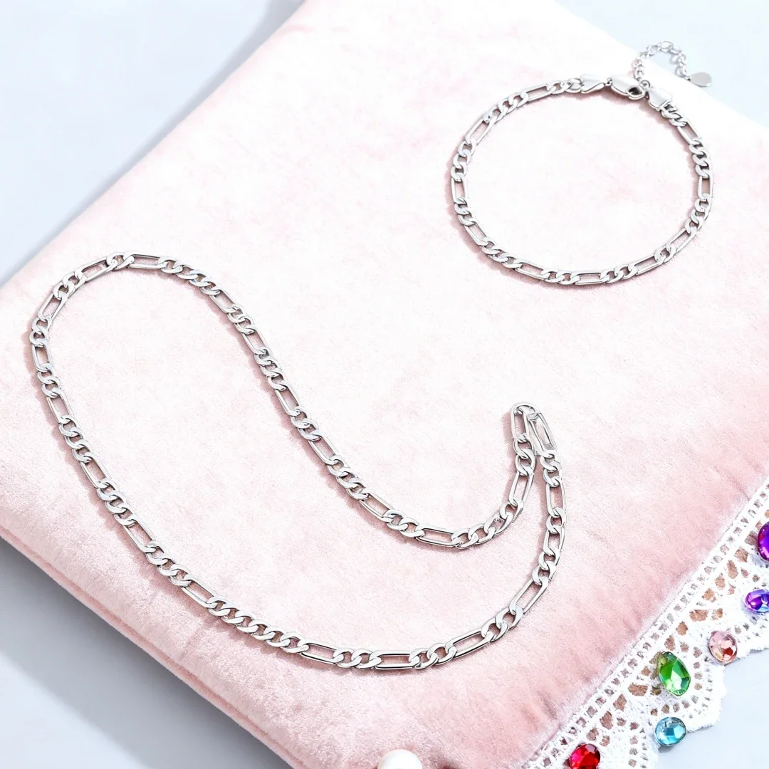 Affordable 925 Sterling silver unique 4MM Geometric Bracelets Anklet Necklaces for Women fashion jewelry sets Holiday gift party
