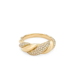 Twist Band Dome Ring For Women Gold Color Micro Pave Cubic Zirconia CZ Fashion Metal Female Finger Jewelry