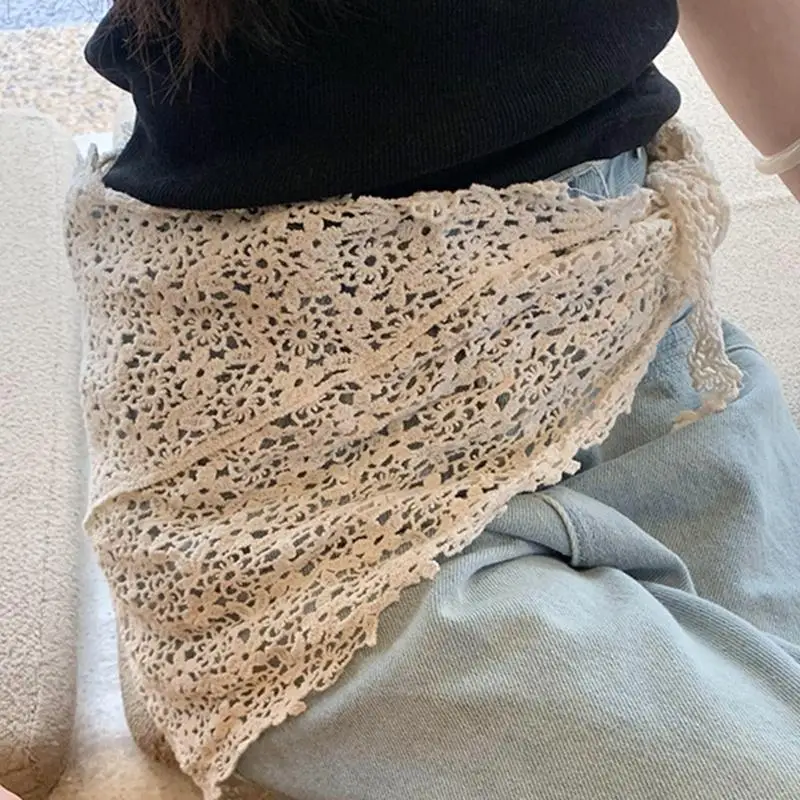 39BD Delicate Openwork Scarf Floral Pattern Soft Shawl Women’s Multi Purpose Styling Essential for Daily & Parties