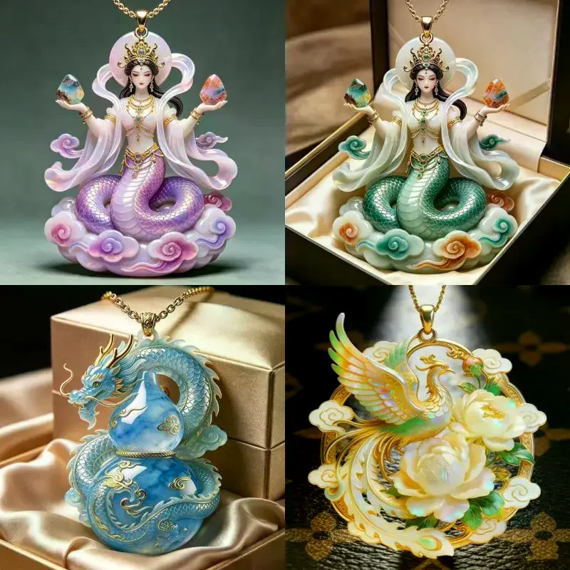1Pcs Exquisite Nine Tailed Fox Peony Pendant Necklace Fashion Jewelry Accessories Gift For Friends Women Daily Party