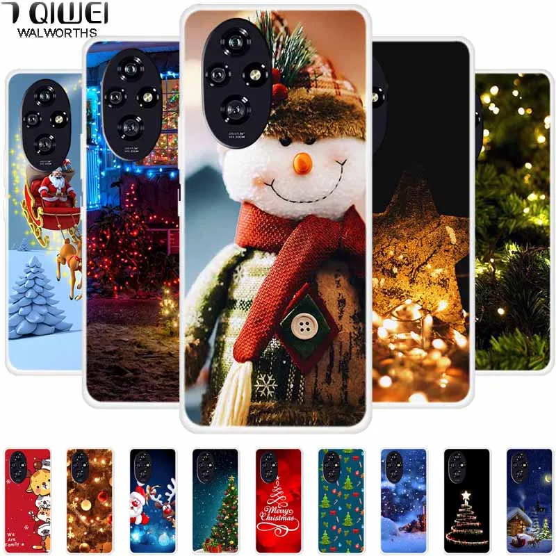 For Huawei Honor 200/200 Pro Case Transparent snowman Soft Santa Claus Silicone Back Cases For Honor 200/200 Pro TPU Clear Shell