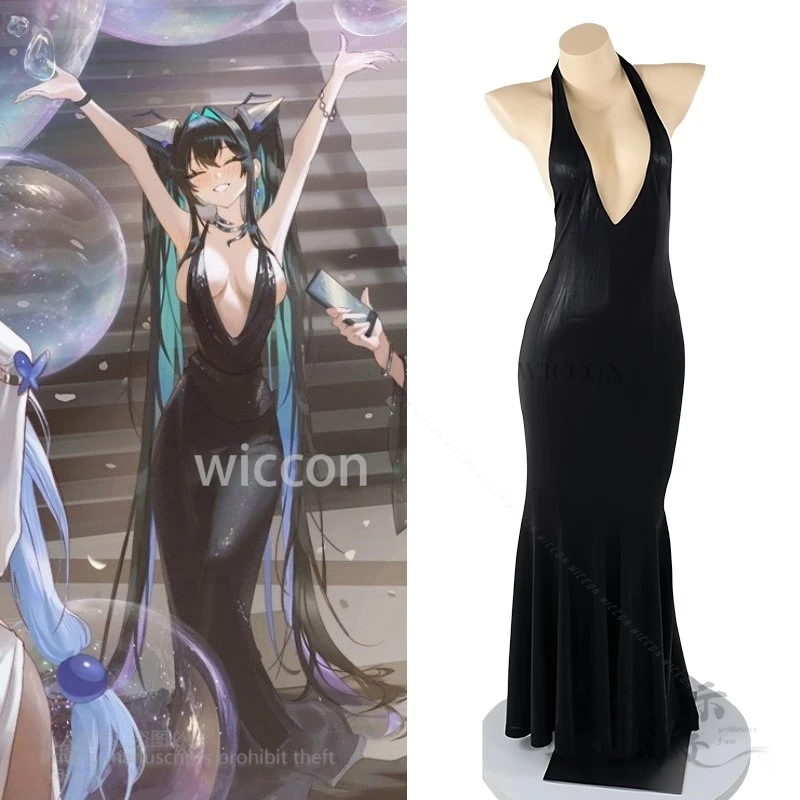 

Anime Game Nikke Halter Little Mermaiddd 2.5th Anniversary Costume Elegant Evening Party Deep V Backless Sexy Dress Cosplay New