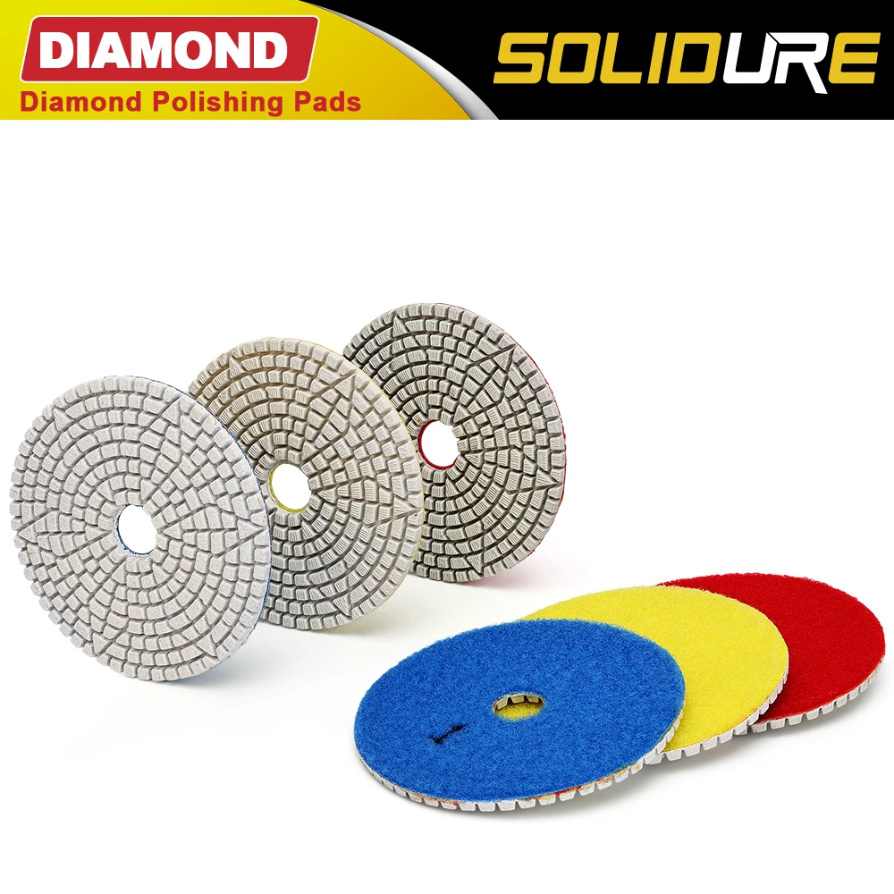 Premium 100mm 4 zoll nass flexible 3 schritt polieren pads mit 3,0mm dicke Diamant Stein Polieren Werkzeug Marmor schleifen