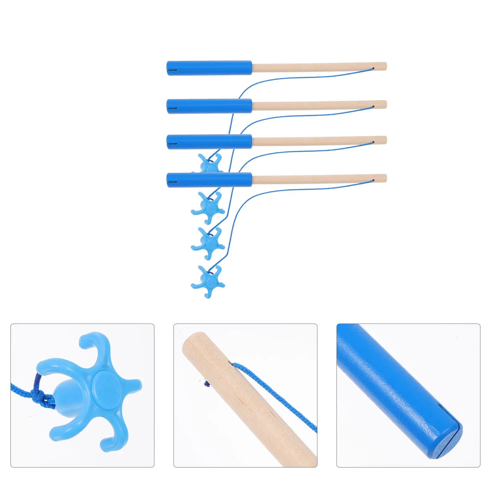 

4Pcs Children Wooden Fishing Rod Creative Magnetic Fishing Game Rod Exercise Patience Concentration Outdoor Play
