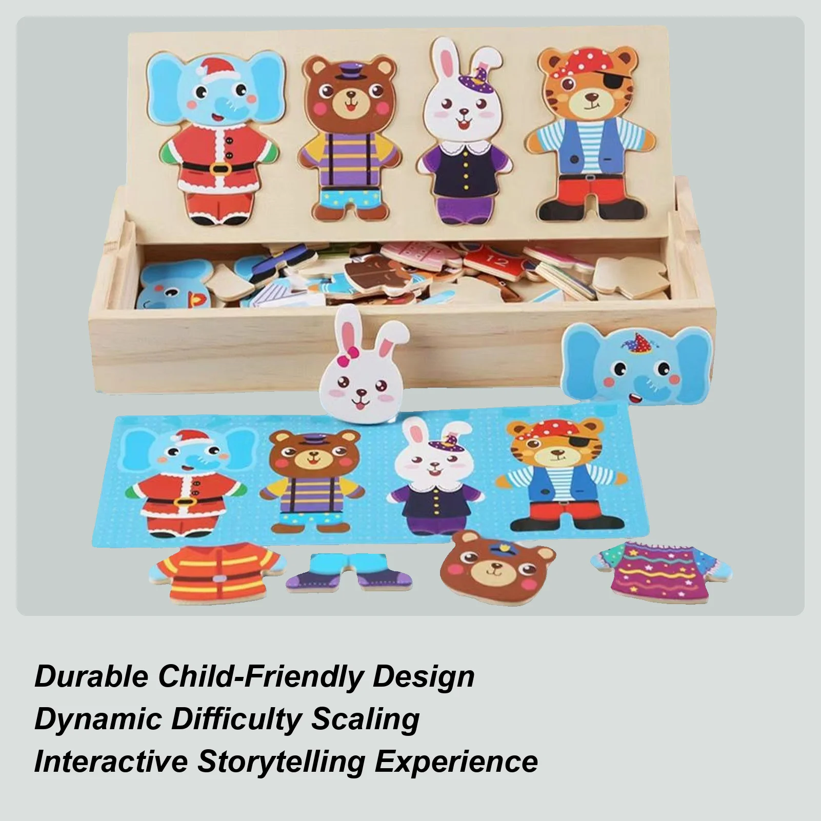 

Wooden Jigsaw Puzzles Sorting and Matching Fine Motor Toys Wooden Bear Family Dress-Up Puzzle for Kids Children Boys Girls