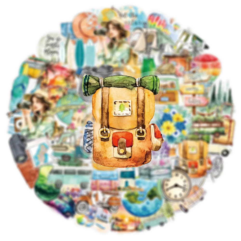 10/30/50pcs Transparent Outdoor Adventure Camping Stickers Geocaching Fishing Decals Waterproof Graffiti Bike Skateboard Car