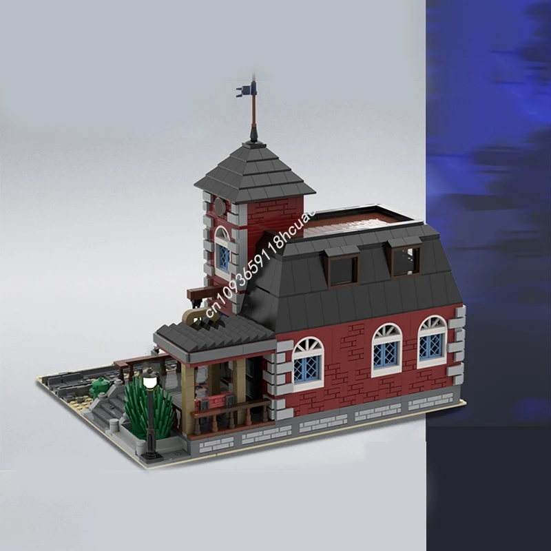 1305 Uds. MOC City Country estación de tren modelo Modular bloques de construcción ladrillos apilables juguetes educativos creativos regalo para niños Diy