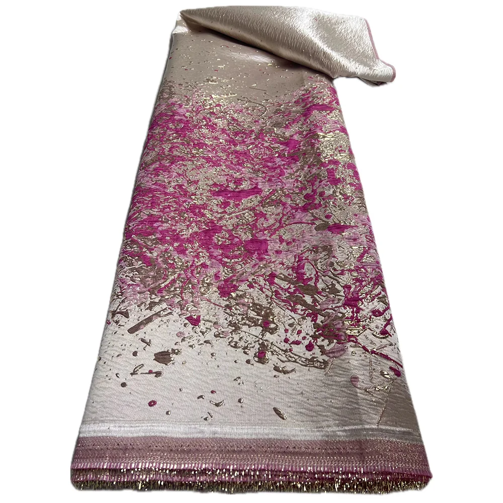 

High Quality Lace French Nigerian Jacquard Lace Fabric African Brocade Lace Fabric For Sewing Women Wedding Party Dress 5 Yards