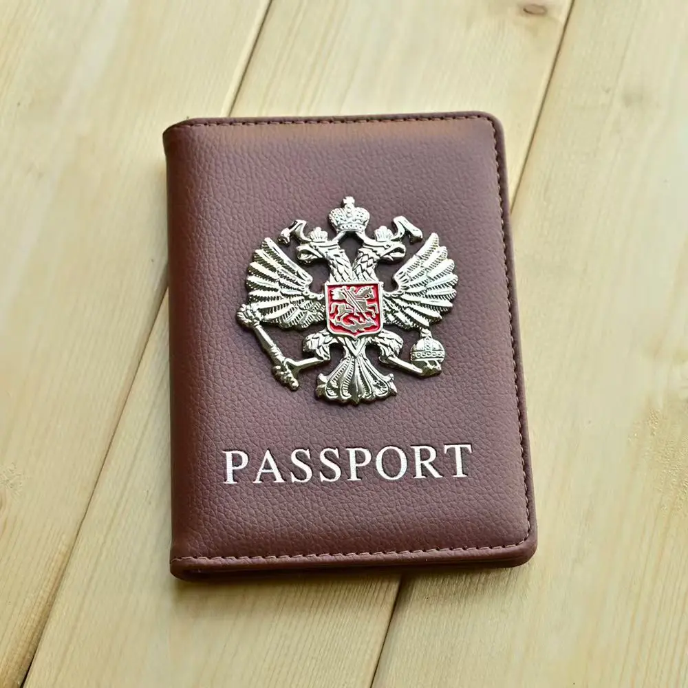 Metal Russian National Emblem Passport Cover Fashion Travel Wallet Passport Bag Travel Document Organizer Passports Clip view 5