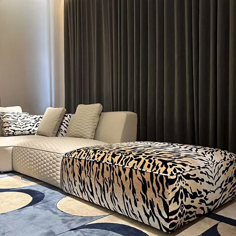 أريكة جلدية برية فاخرة خفيفة، Ho me combinat ion L-sha ped Luxury lar ge apar tment