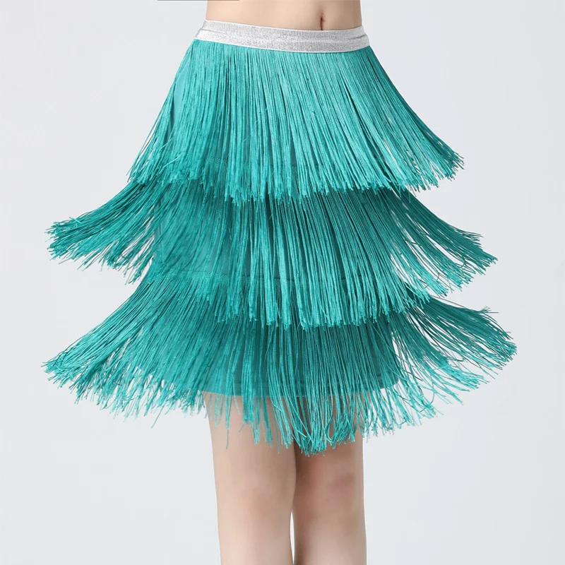 Women's Stretchy Fringe Skirt Sparkly Bodycon Tassel Trim Mini Skirts Samba Rumba Tango Ballroom Dancewear Costume Lesson Wear