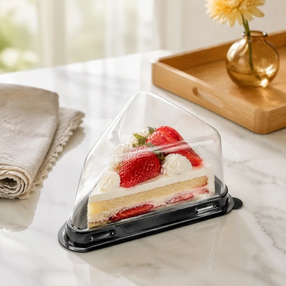 100PCS PET Triangle Cake Slice Container Transparent Stackable Mousse Cake Box Food Grade Odorless Dessert Packaging Box