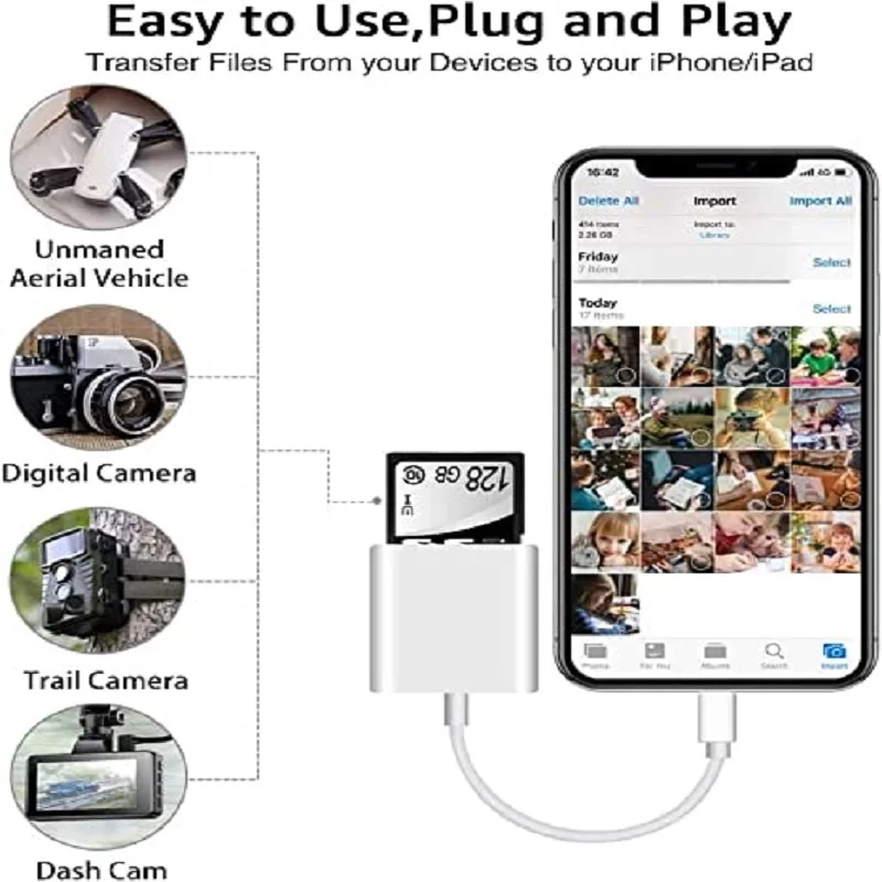 iPhone Type C 용 SD 카드 리더기 용 Lightning Samsung VIVO Xiaomi OPPO MacBook Air 용 SD 메모리 카드 리더기 어댑터