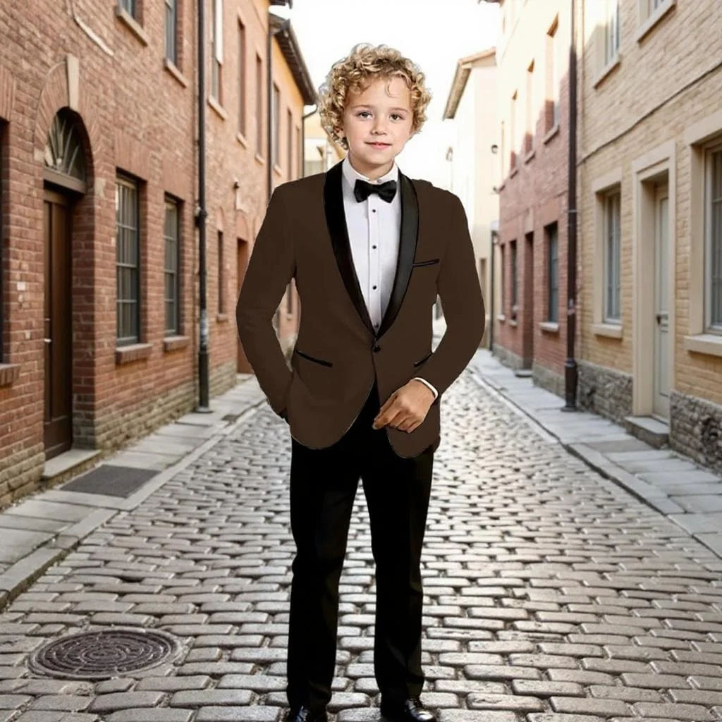 

Formal Boy Suit 2 Pieces Wedding Kids Blazer and Pants Shawl Lapel Children Set Tuxedo Custom Made for 2-16 Years Old Suit