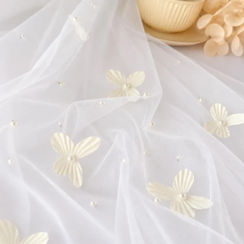 75*300cm Tulle Table Runner Semi-Transparent Romantic Lace Table Runner Elegant Vintage Sheer Table Cover For Table Decoration