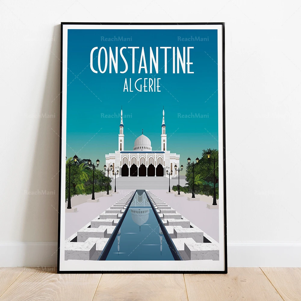 Constantine Algeria, Annaba Algeria, Algiers Algeria, Timgad Algeria, Tipaza Algeria, Ghardaïa Algeria tourist attraction poster