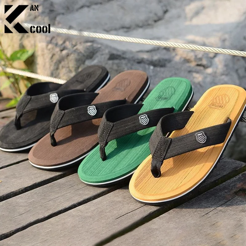 Summer Slippers Men Flip Flops Beach Sandals Non-Slip Casual Flat Shoes 2023 Slippers Indoor House Shoes For Men Outdoor Slides