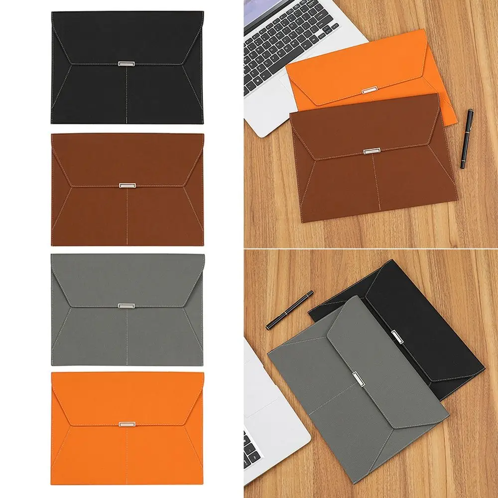 

Snap Closure A4 File Bag High-quality PU Leather Waterproof File Folder Large Capacity Contract Bill Bag Documents Pouch